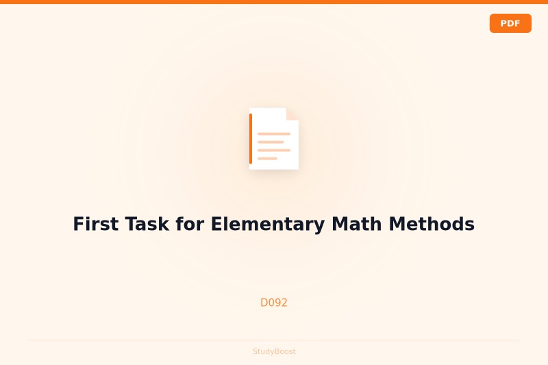 First Task for Elementary Math Methods