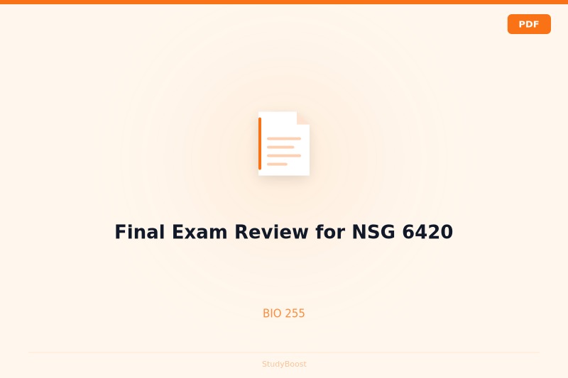 Final Exam Review for NSG 6420