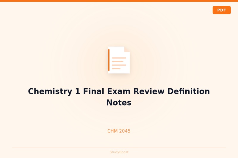 Chemistry 1 Final Exam Review Definition Notes