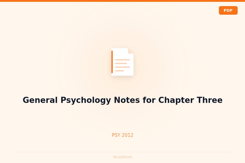 General Psychology Notes for Chapter Three