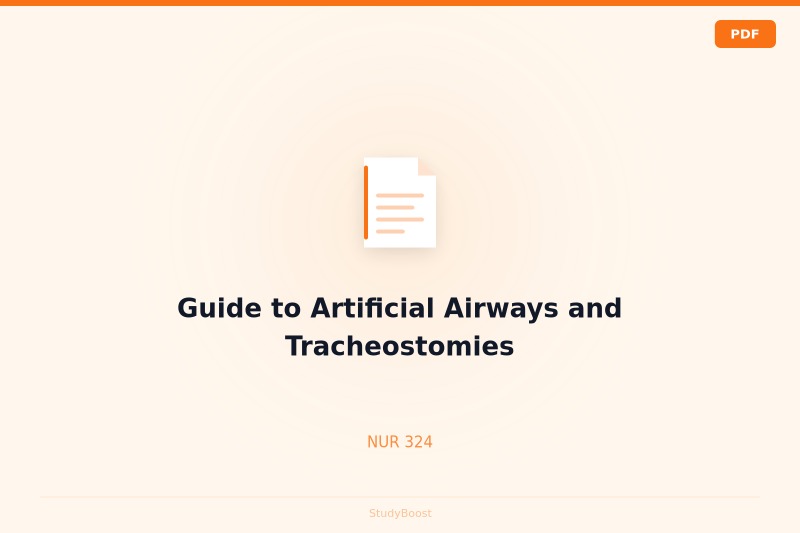 Guide to Artificial Airways and Tracheostomies