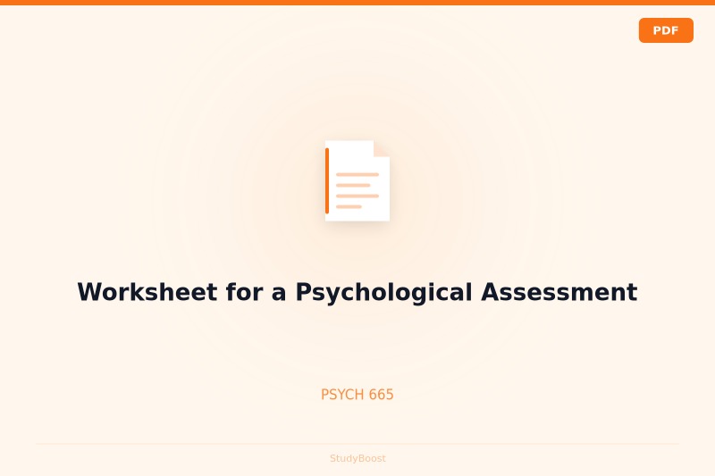 Worksheet for a Psychological Assessment