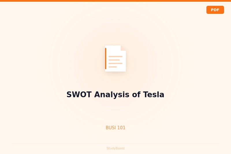 SWOT Analysis of Tesla