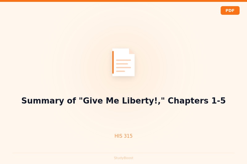 Summary of "Give Me Liberty!," Chapters 1-5