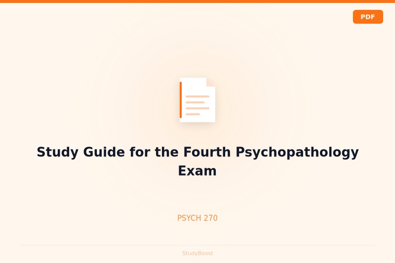Study Guide for the Fourth Psychopathology Exam