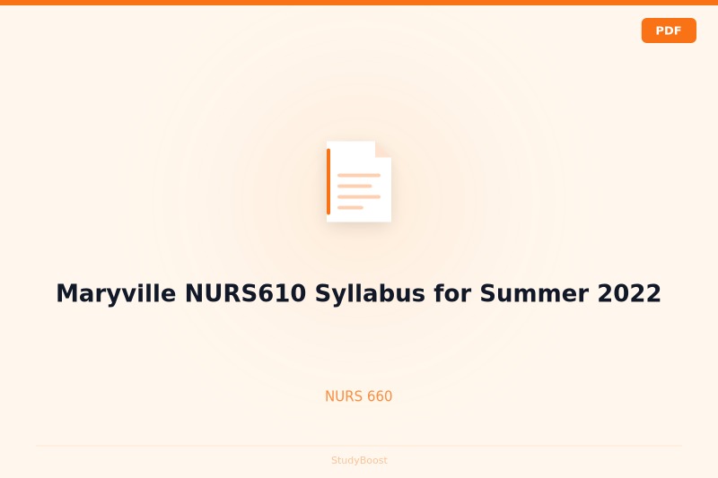 Maryville NURS610 Syllabus for Summer 2022