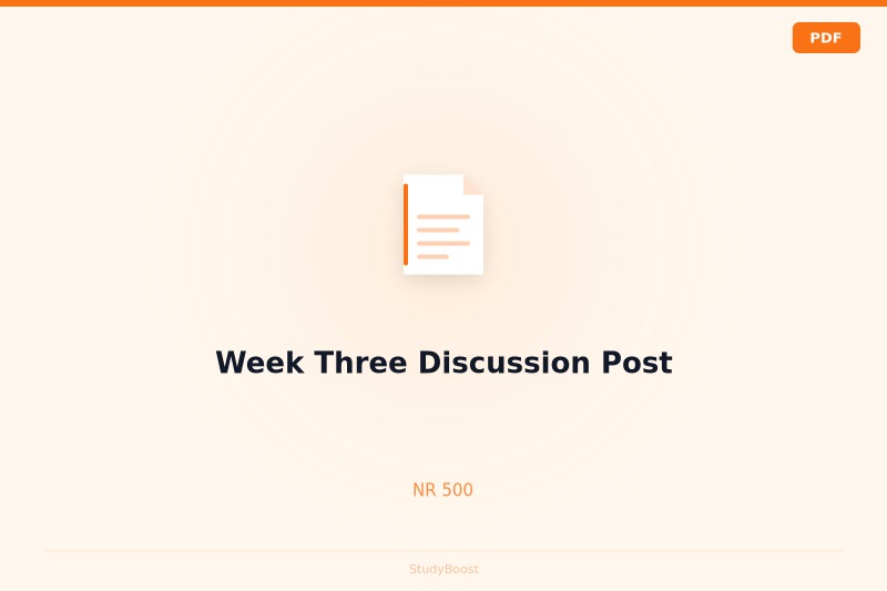 Week Three Discussion Post