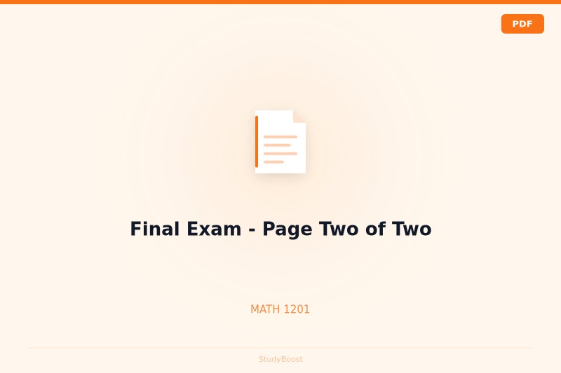Final Exam - Page Two of Two