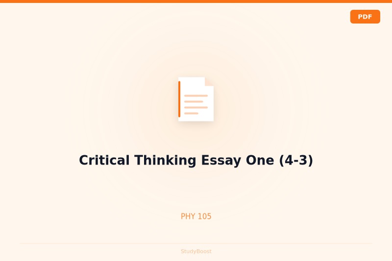 Critical Thinking Essay One (4-3)
