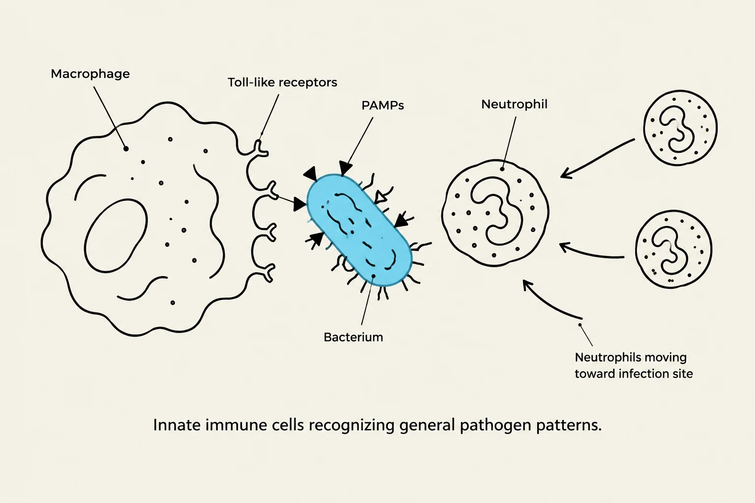 Innate immune cells recognizing general pathogen patterns.