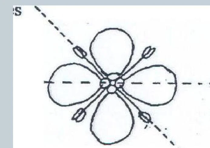 A diagram illustrating atomic orbitals, possibly representing a d-orbital or a molecular orbital.
