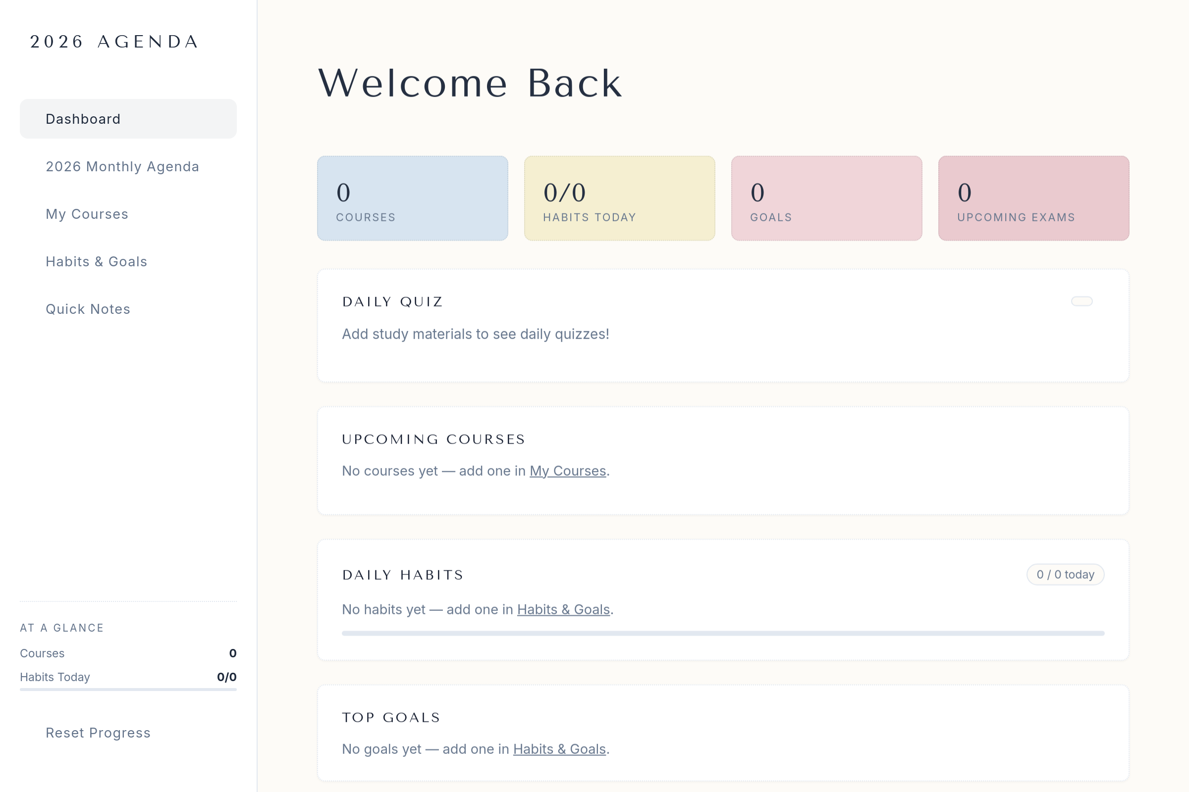 Study Agenda mini app