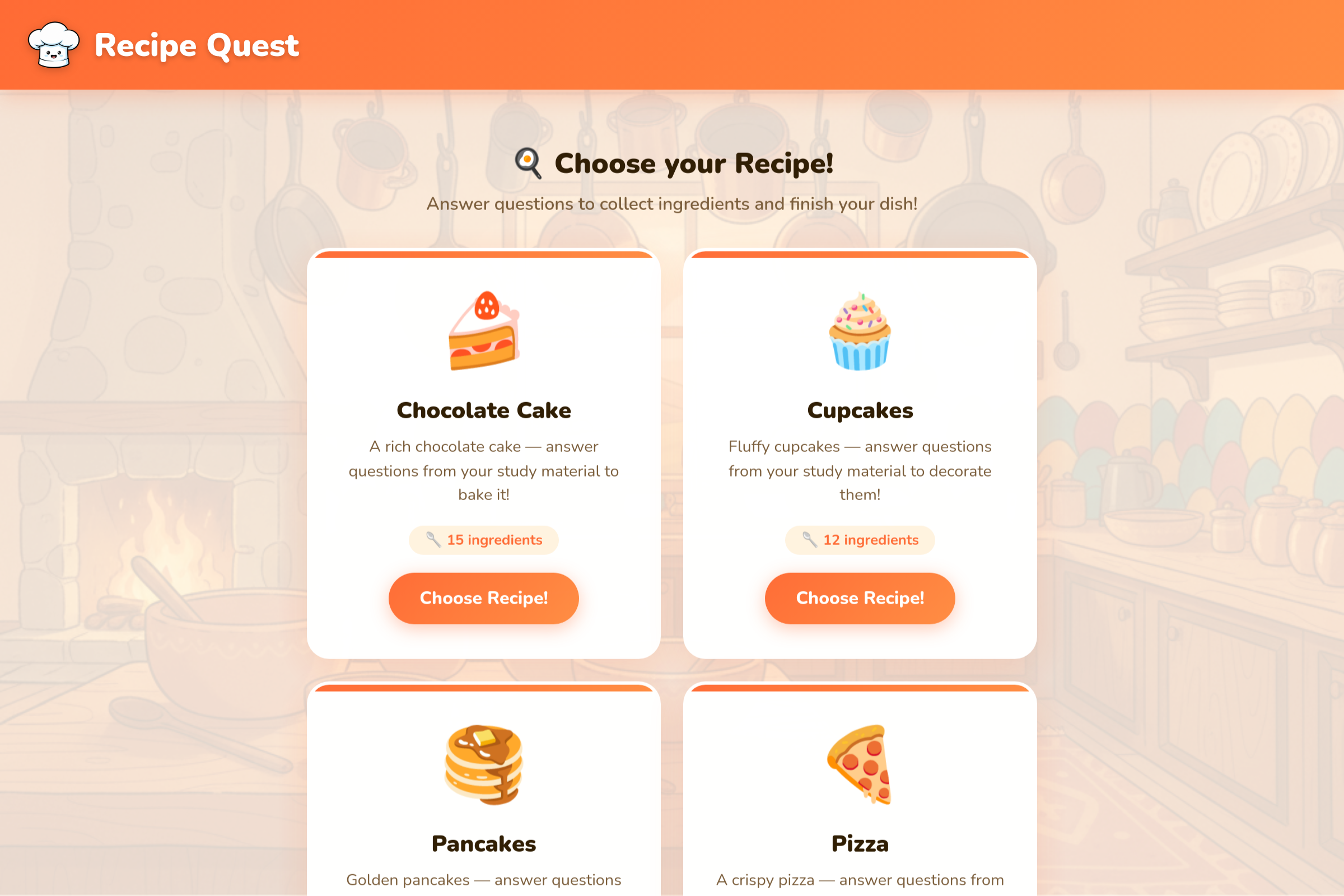 follow the recipes mini app