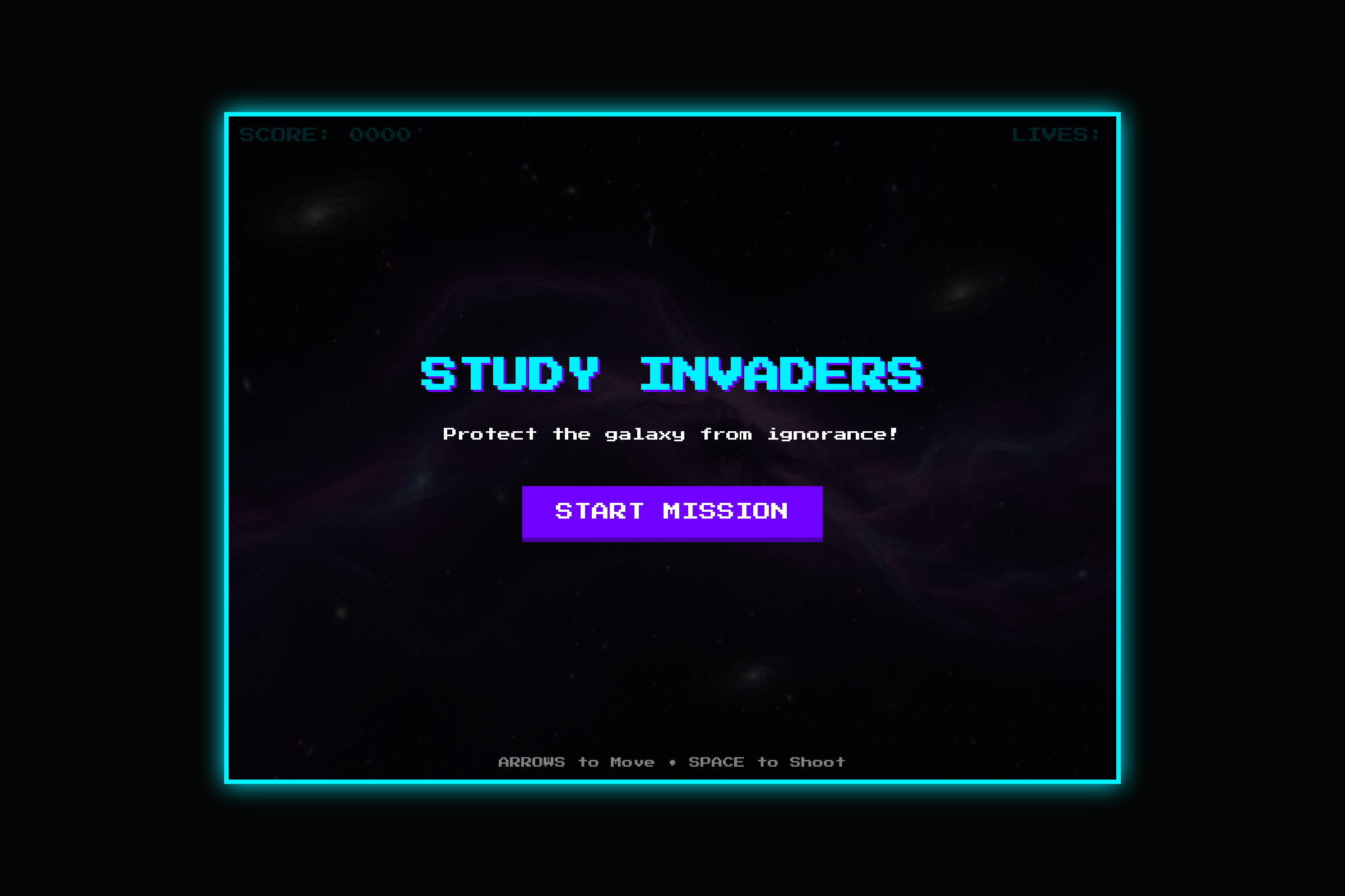 Cosmic Quiz Invaders Division word problems mini app