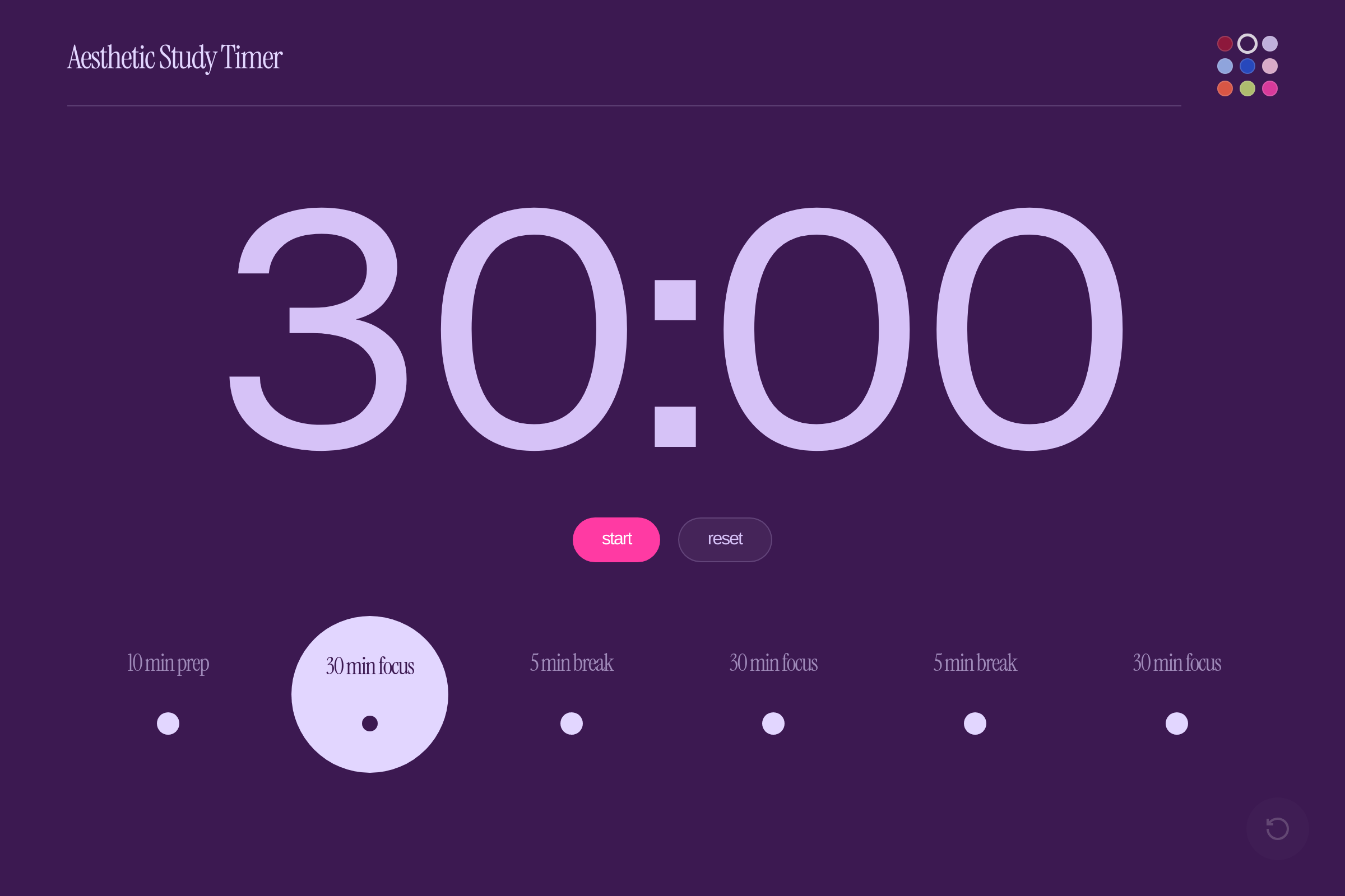 Aesthetic Study Timer mini app