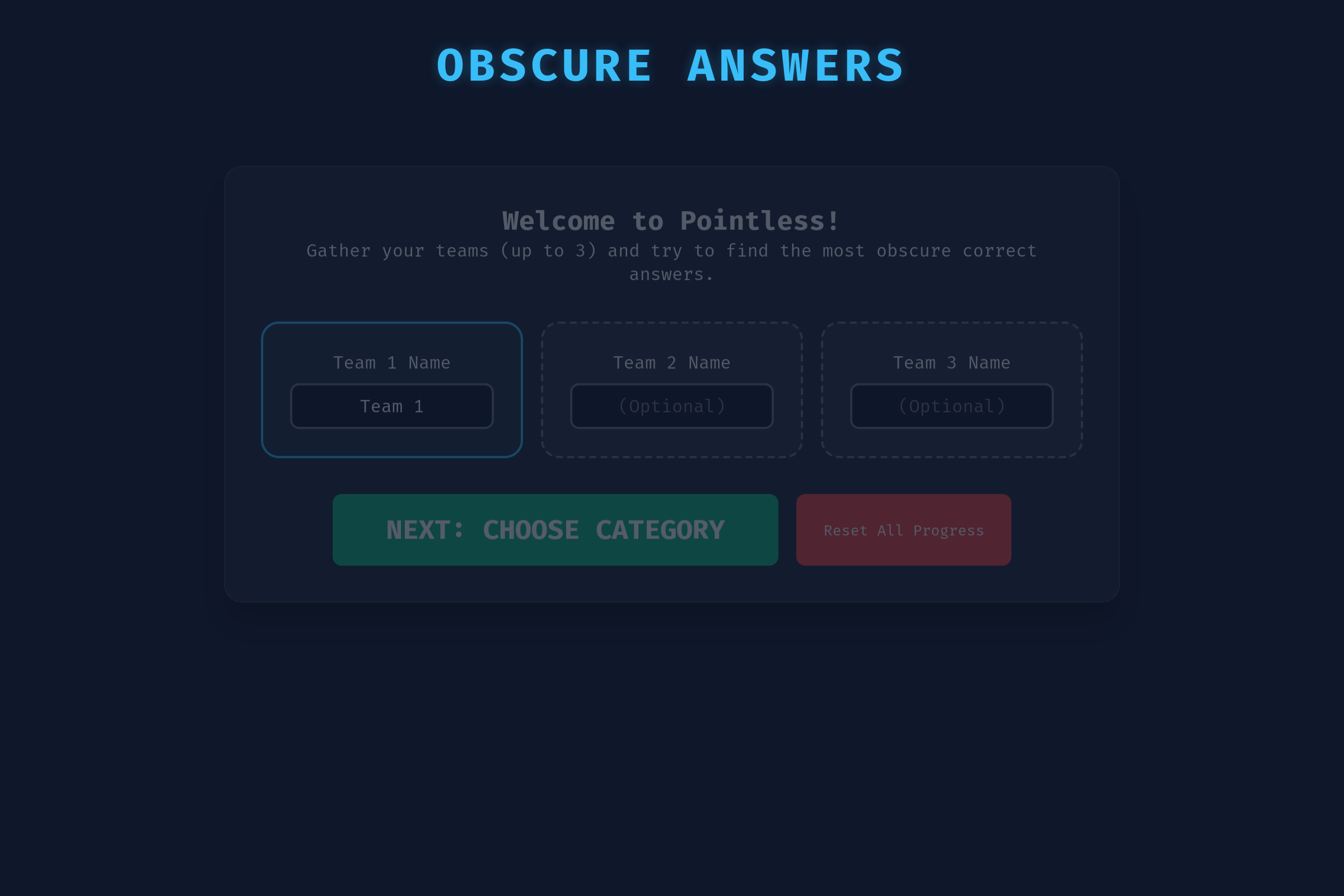 Obscure Answers mini app
