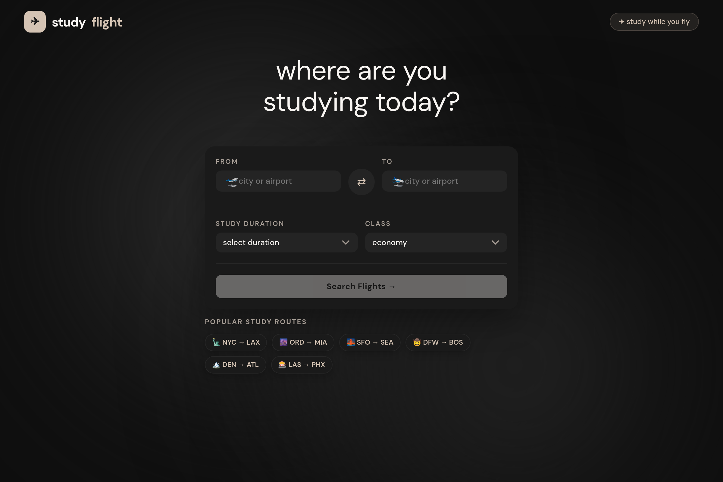 study flight mini app