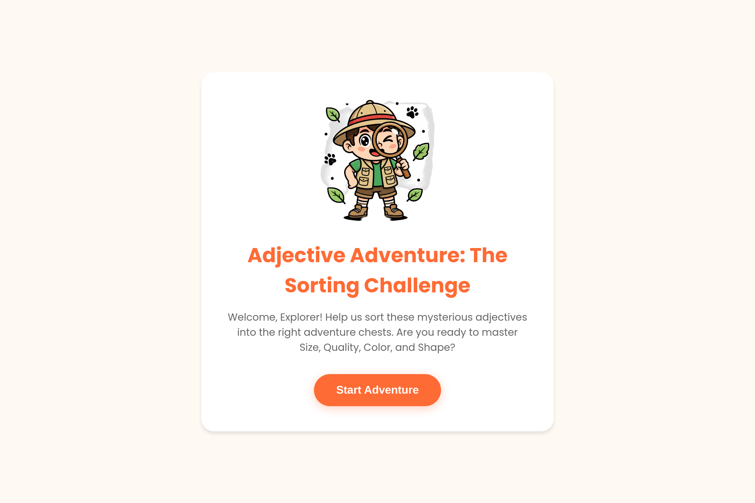 Adjective Adventure mini app