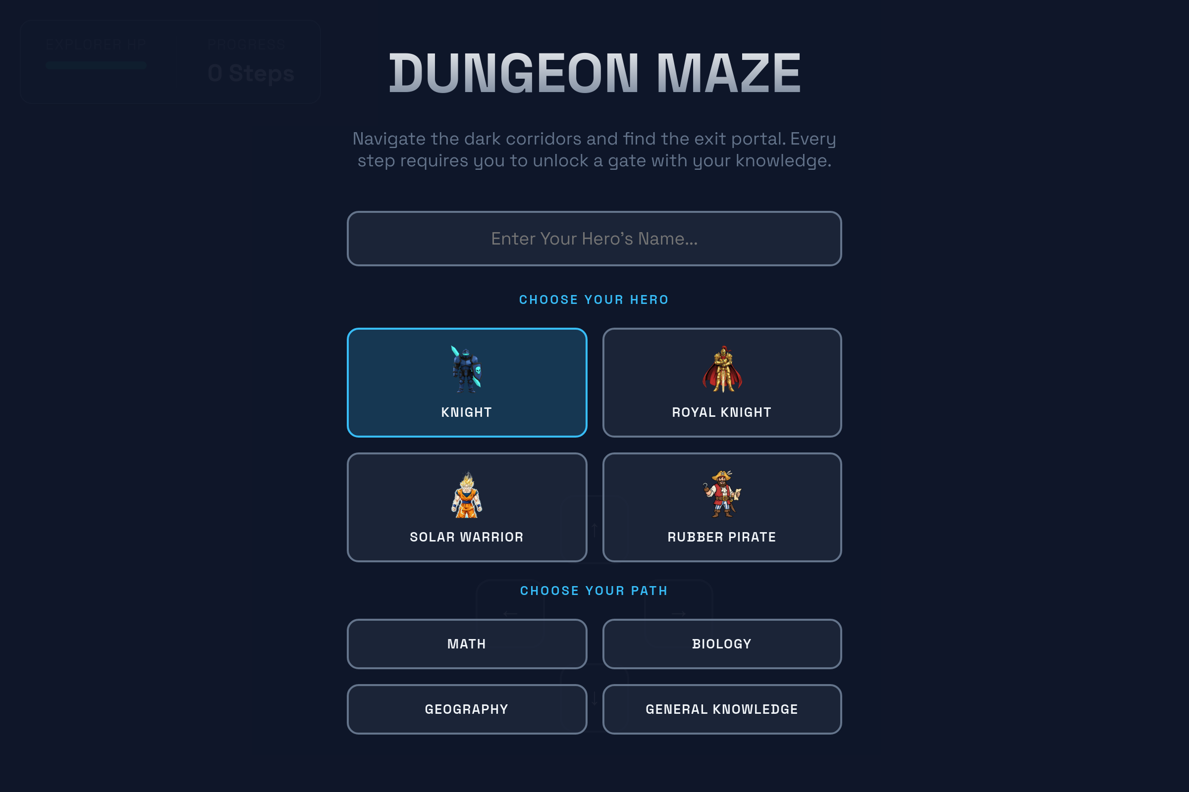 Dungeon Maze Quiz mini app