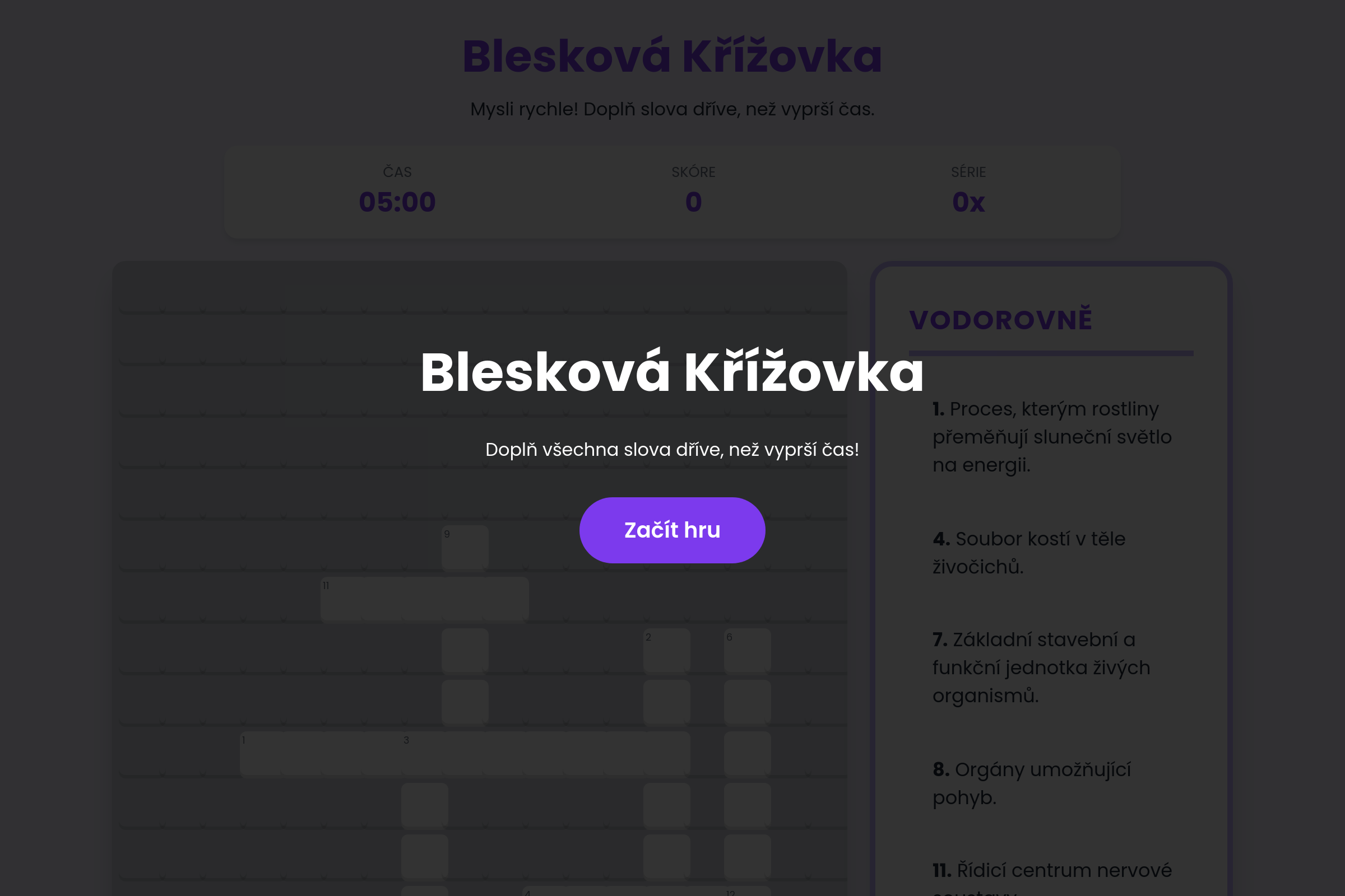 Brain Blitz Crossword mini app