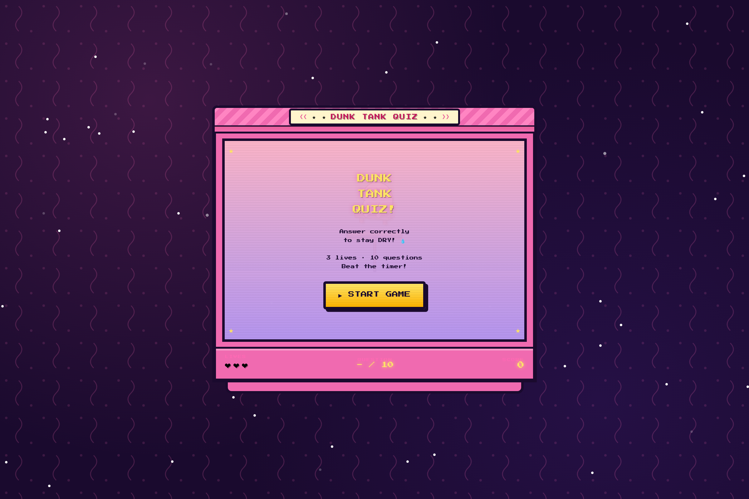 Dunk Tank Quiz mini app