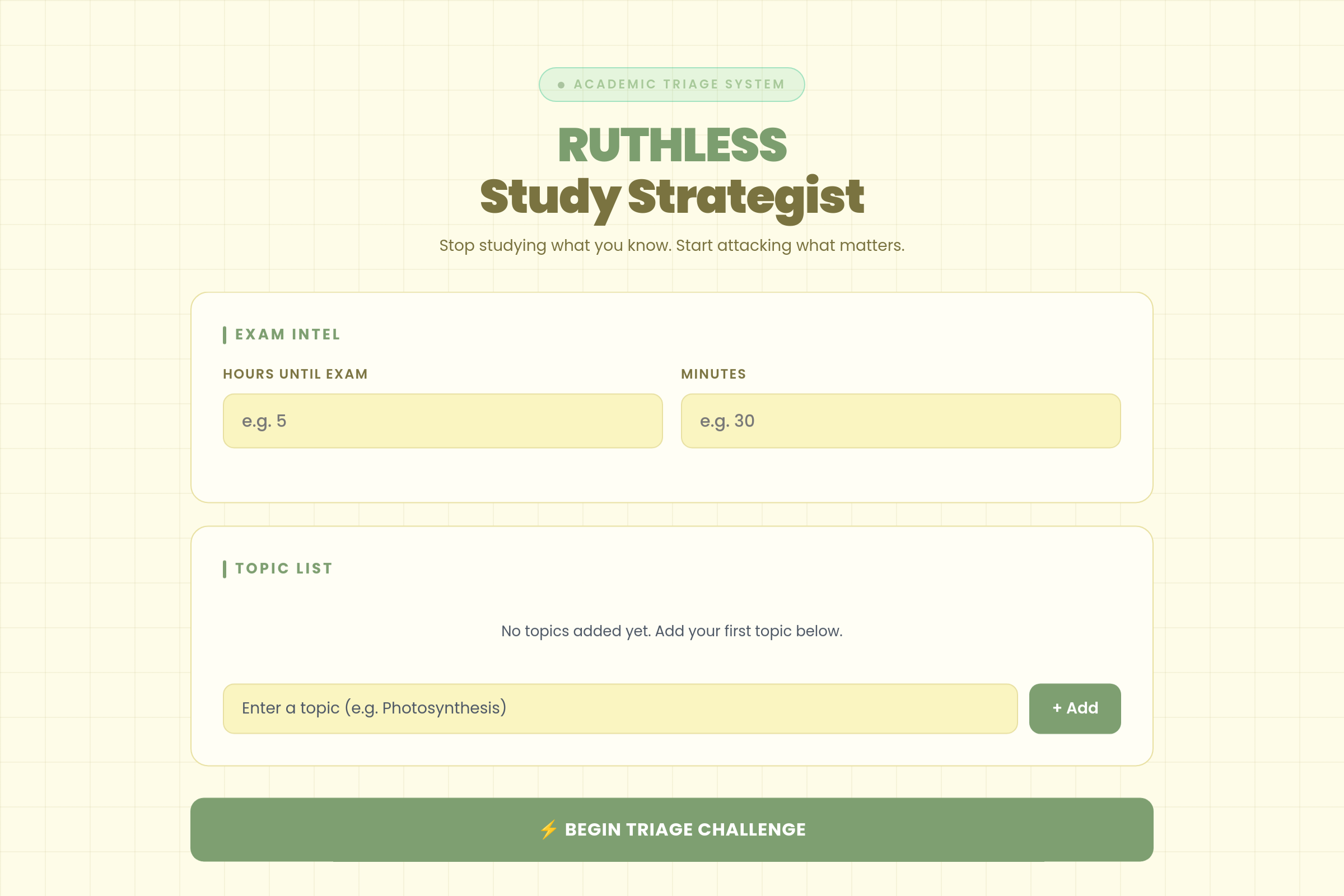 Study Strategist mini app