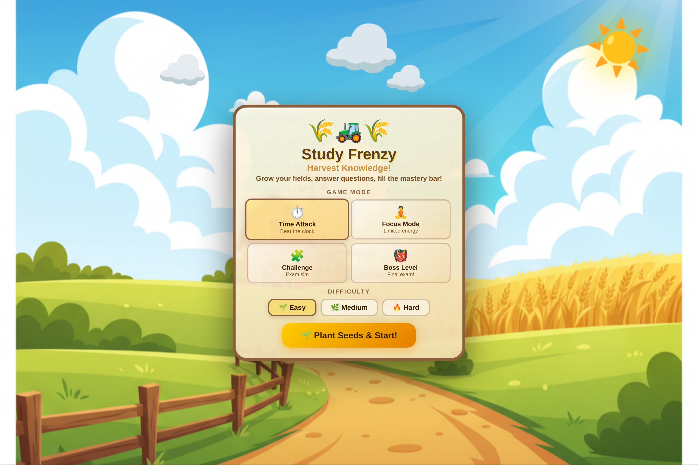 Study Frenzy Harvest mini app