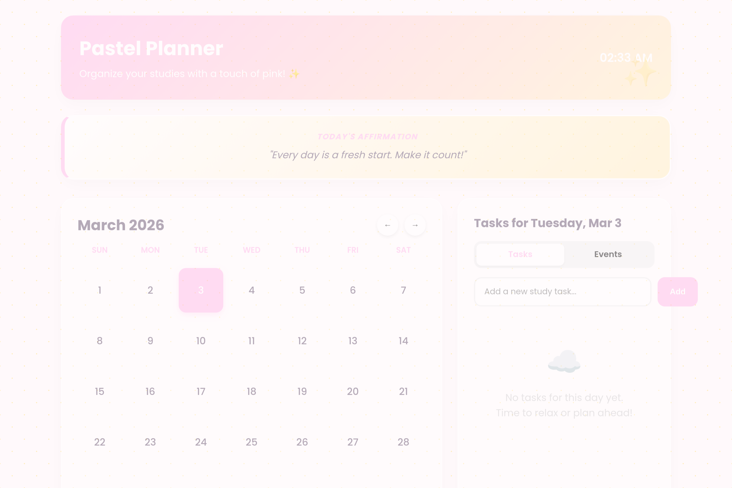 Calendar Organizer mini app