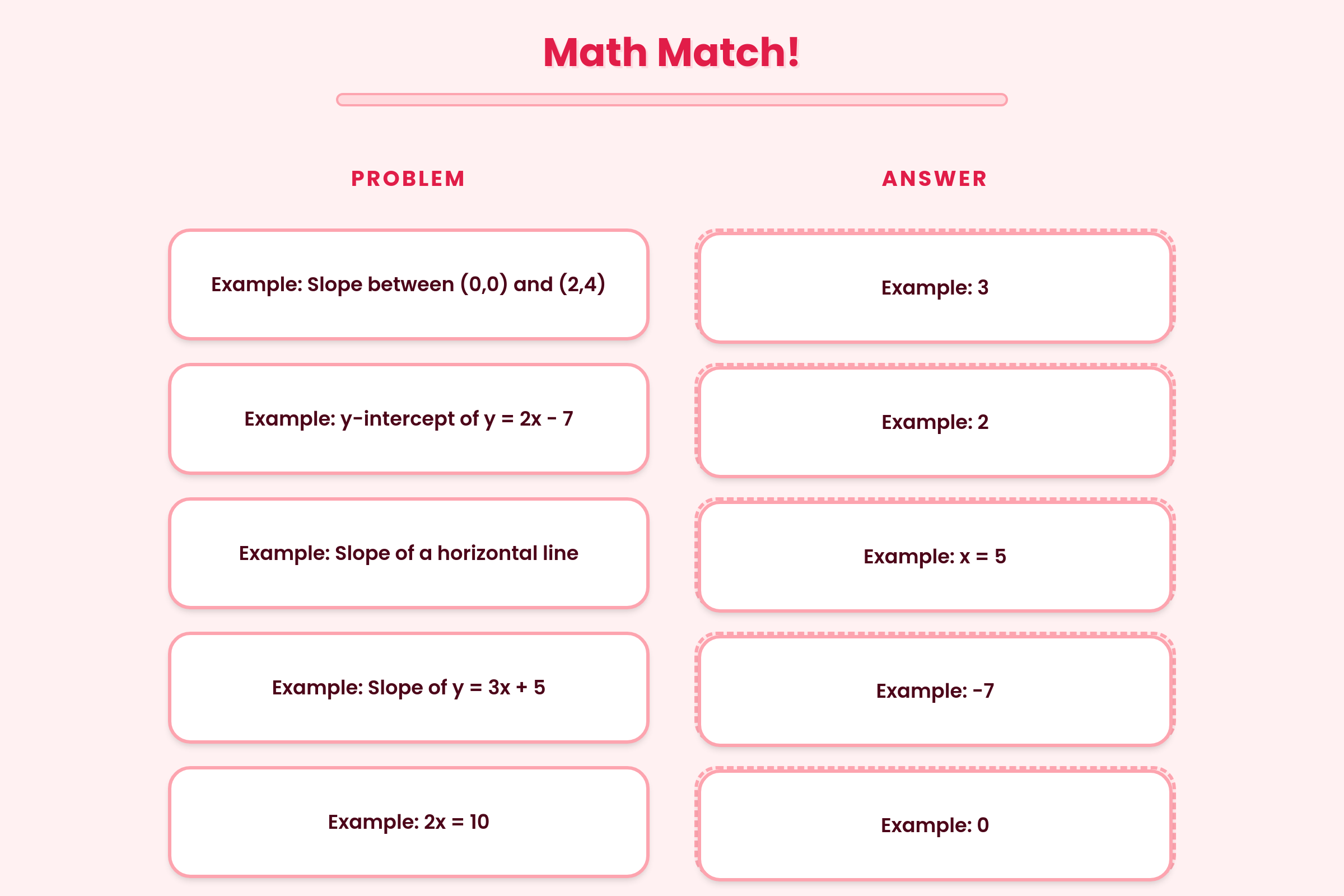 Math Match Algerbra and Slope mini app