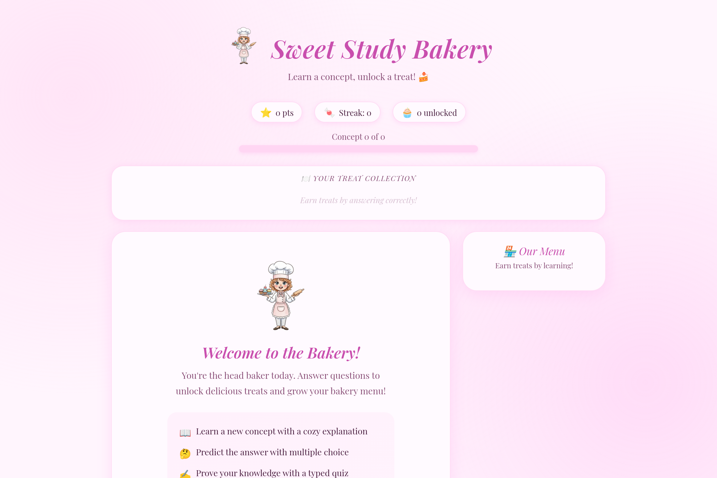 Sweet Study Bakery mini app