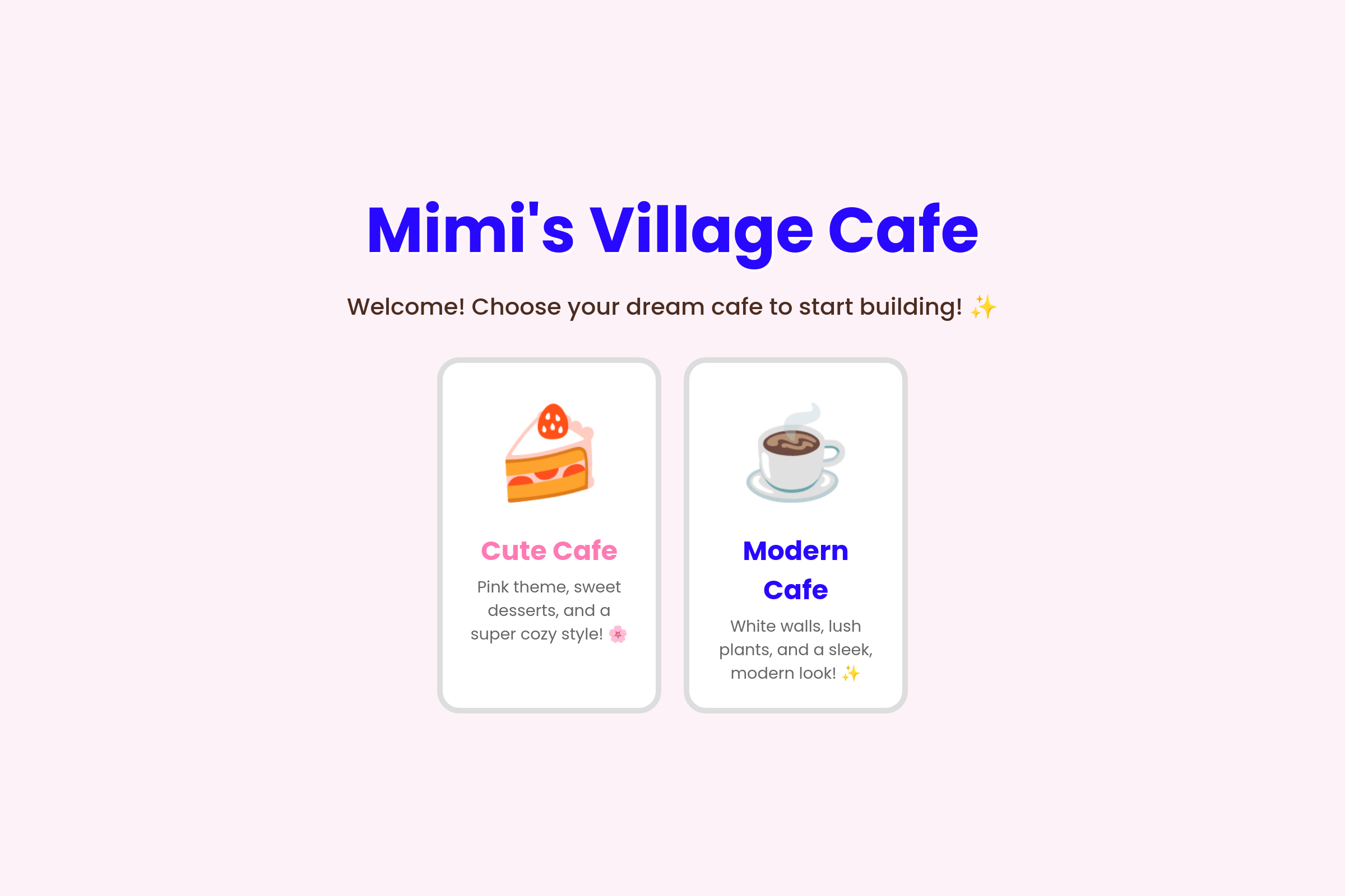 Mimi's village cafe mini app