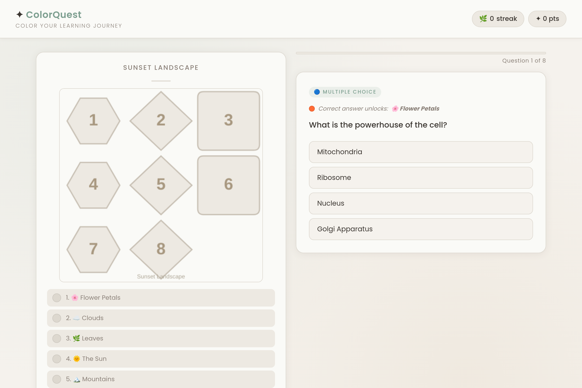 Color by Question mini app
