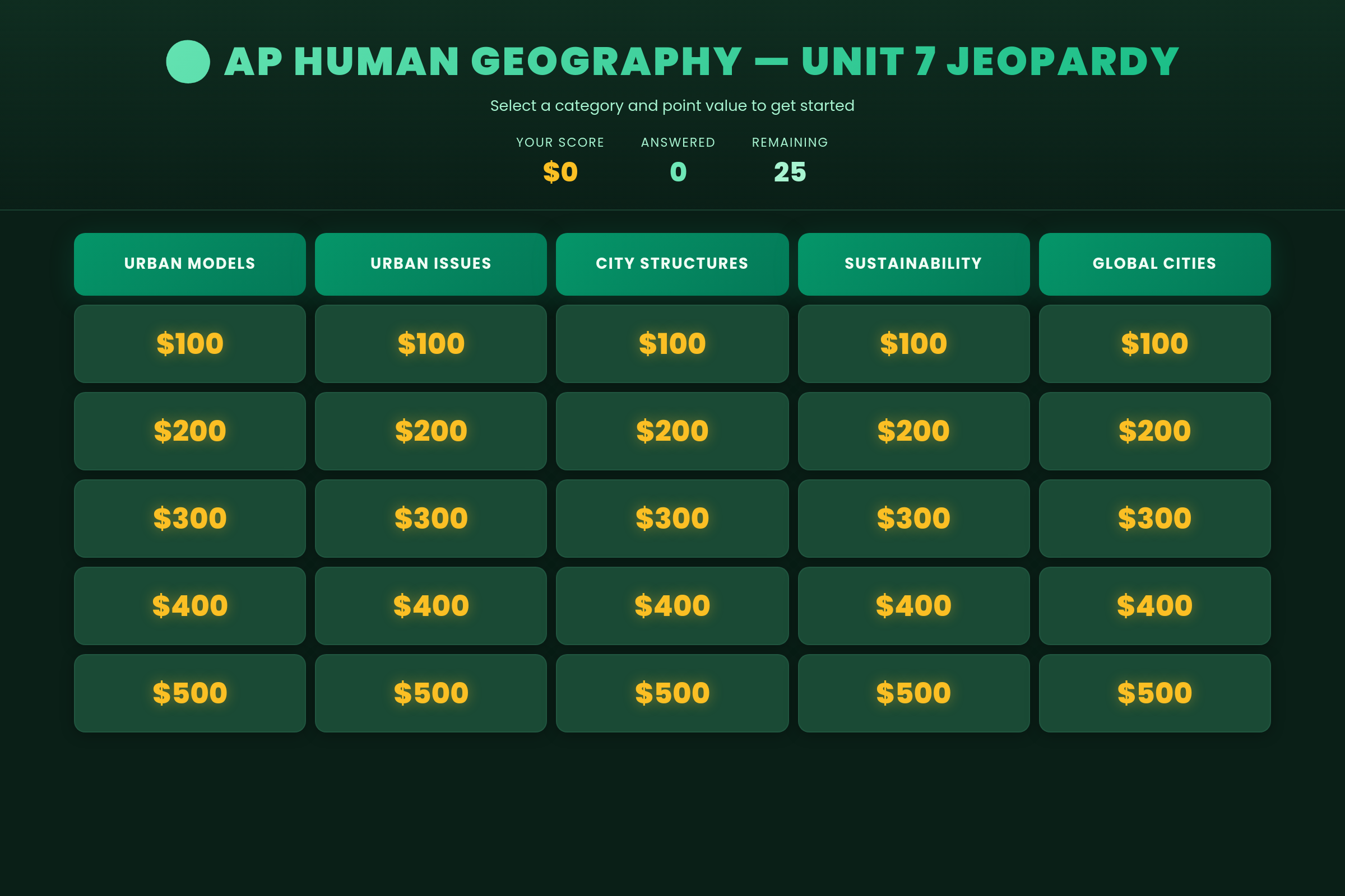 Geo Jeopardy mini app