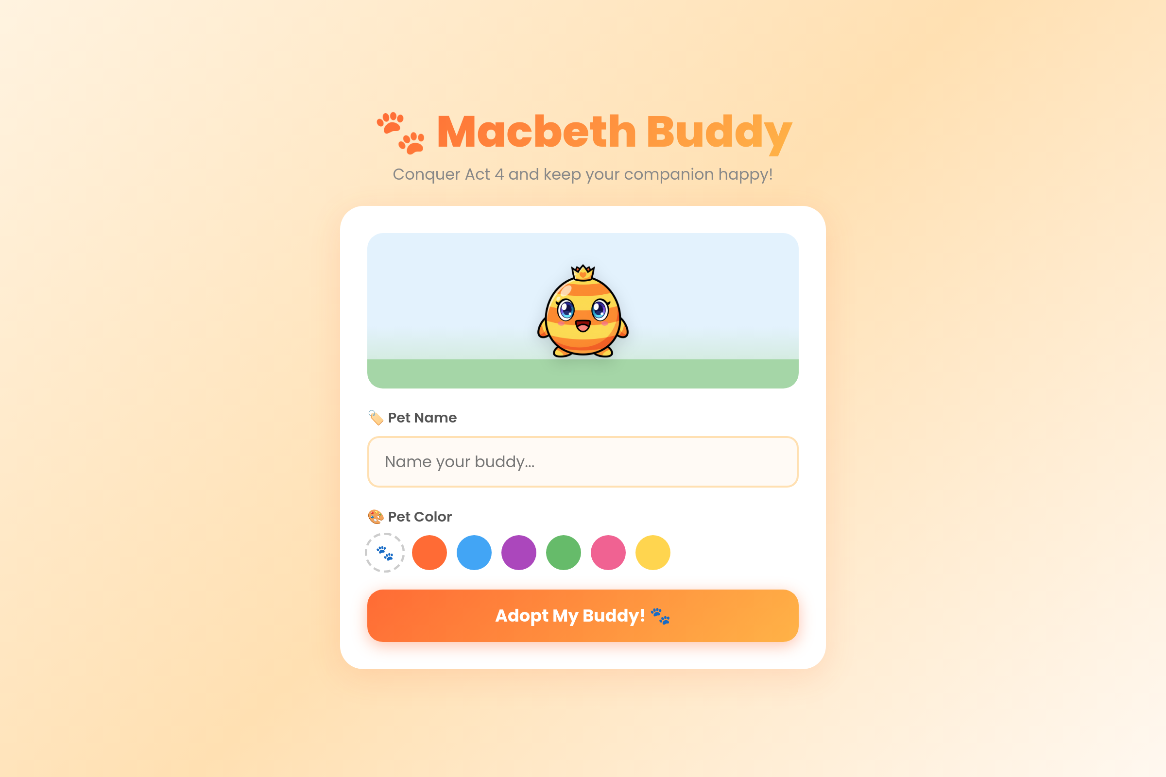 Macbeth Act 4 Buddy mini app