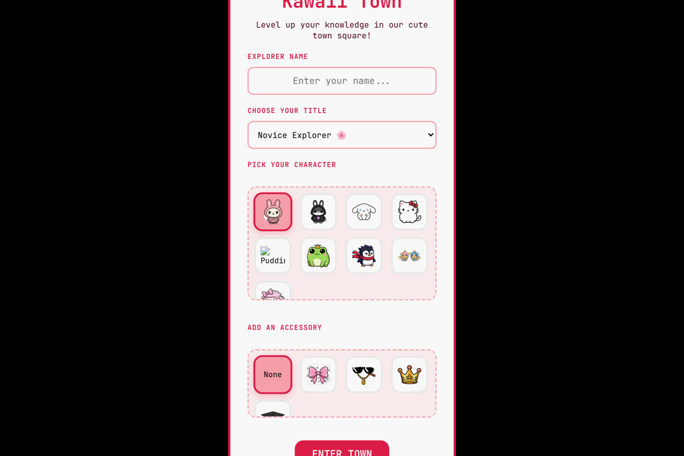 Sanrio Town Quiz mini app