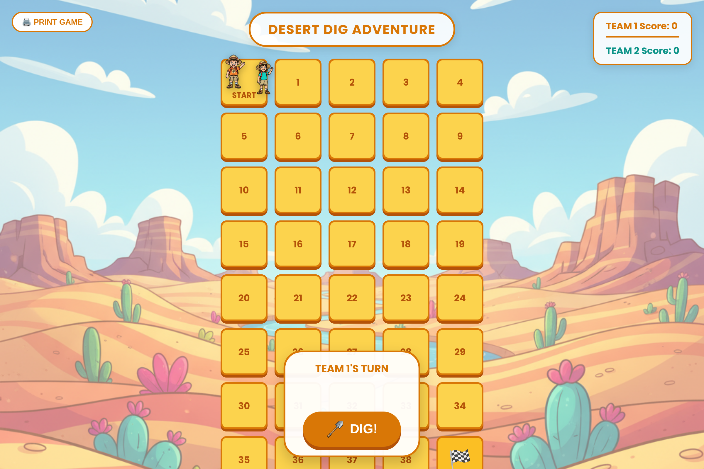 create a board game for the book Holes by Louis Sachar for 5th graders mini app