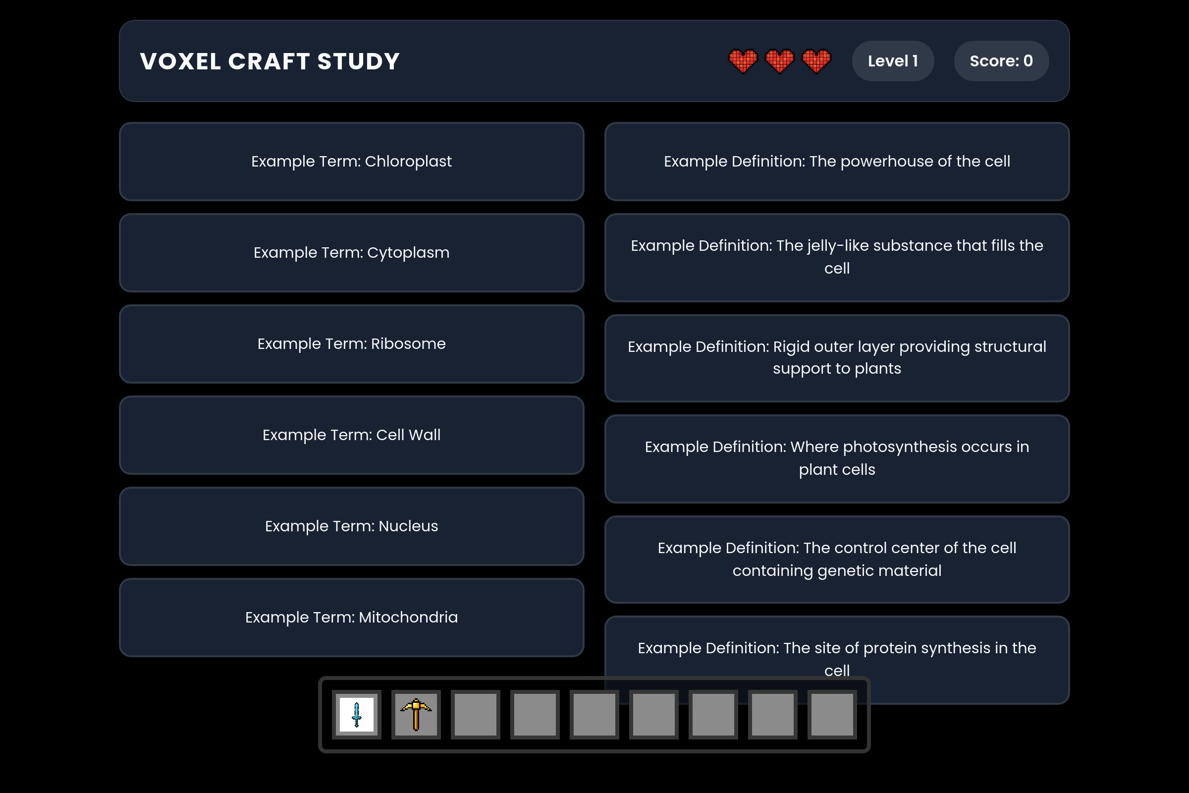 StudyCraft Survival mini app