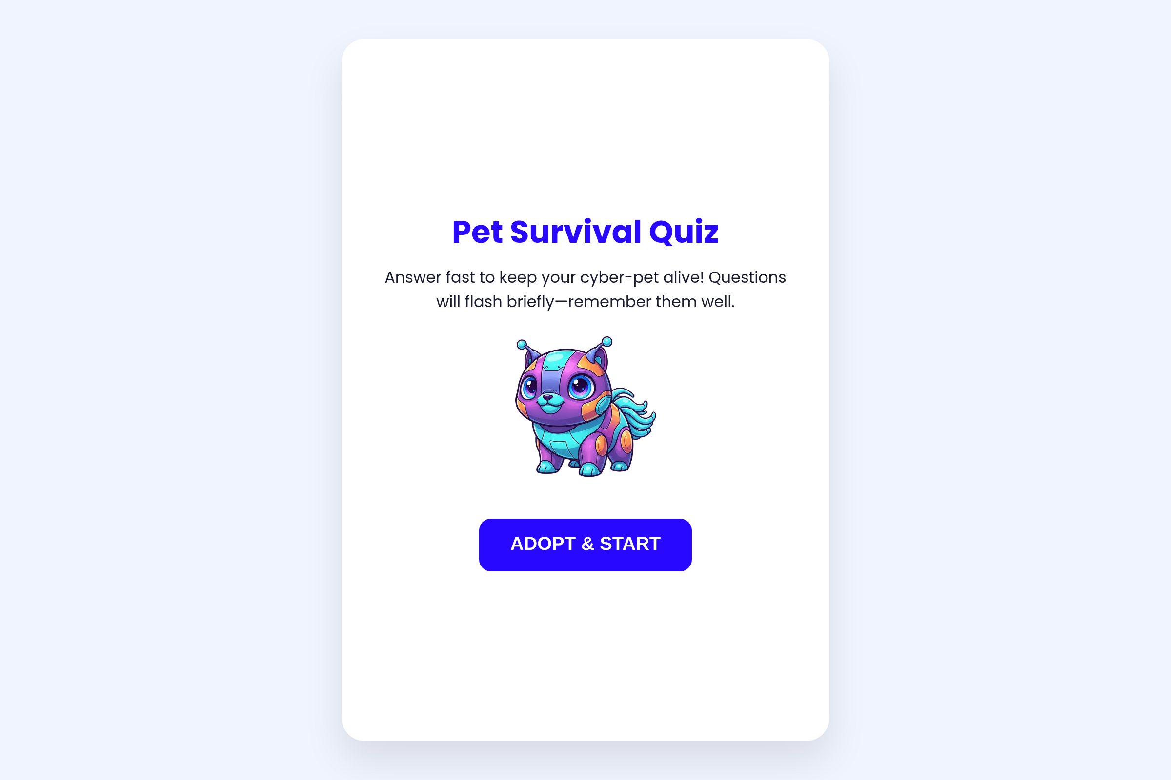 Pet Survival Quiz mini app