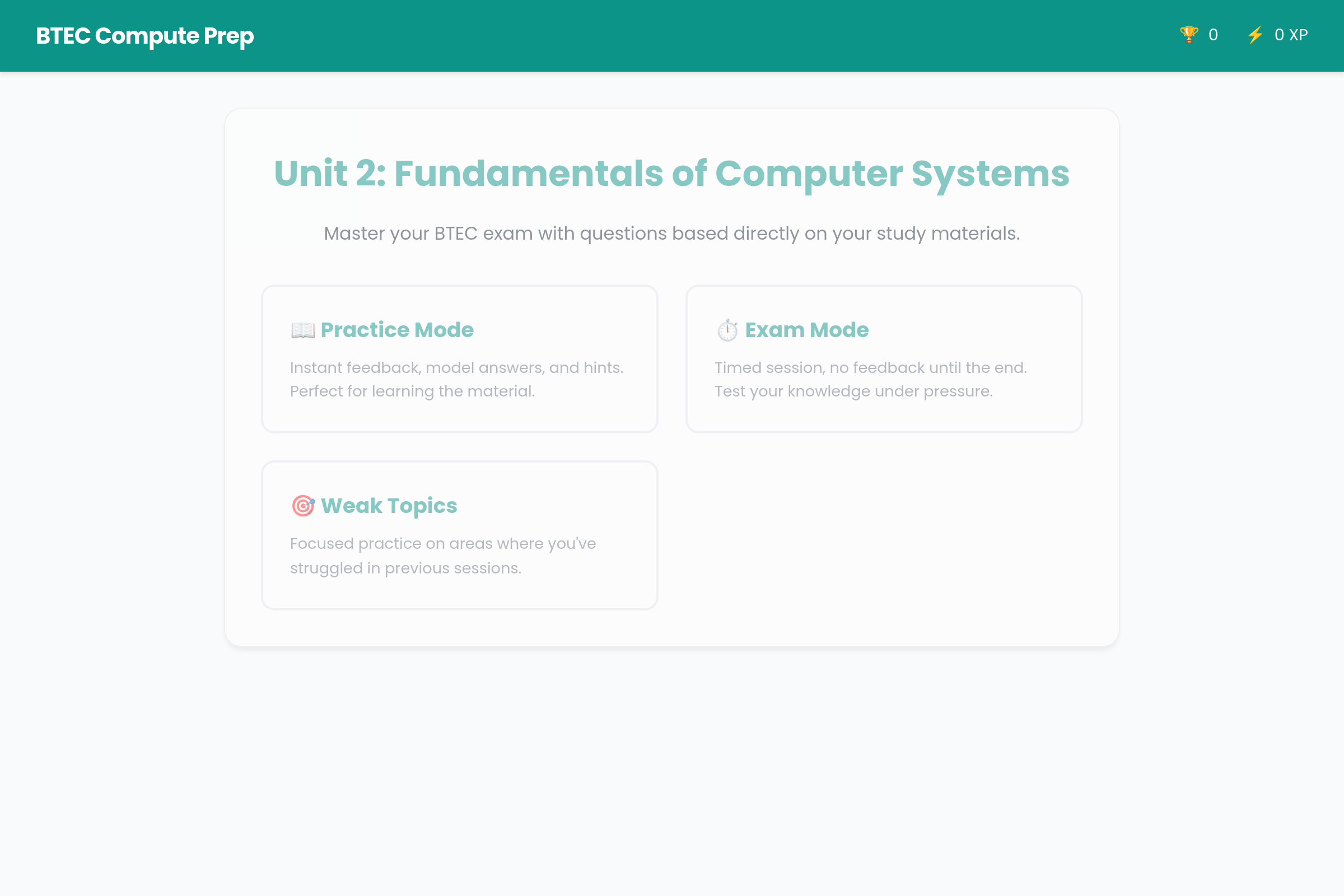 BTEC Compute Prep mini app