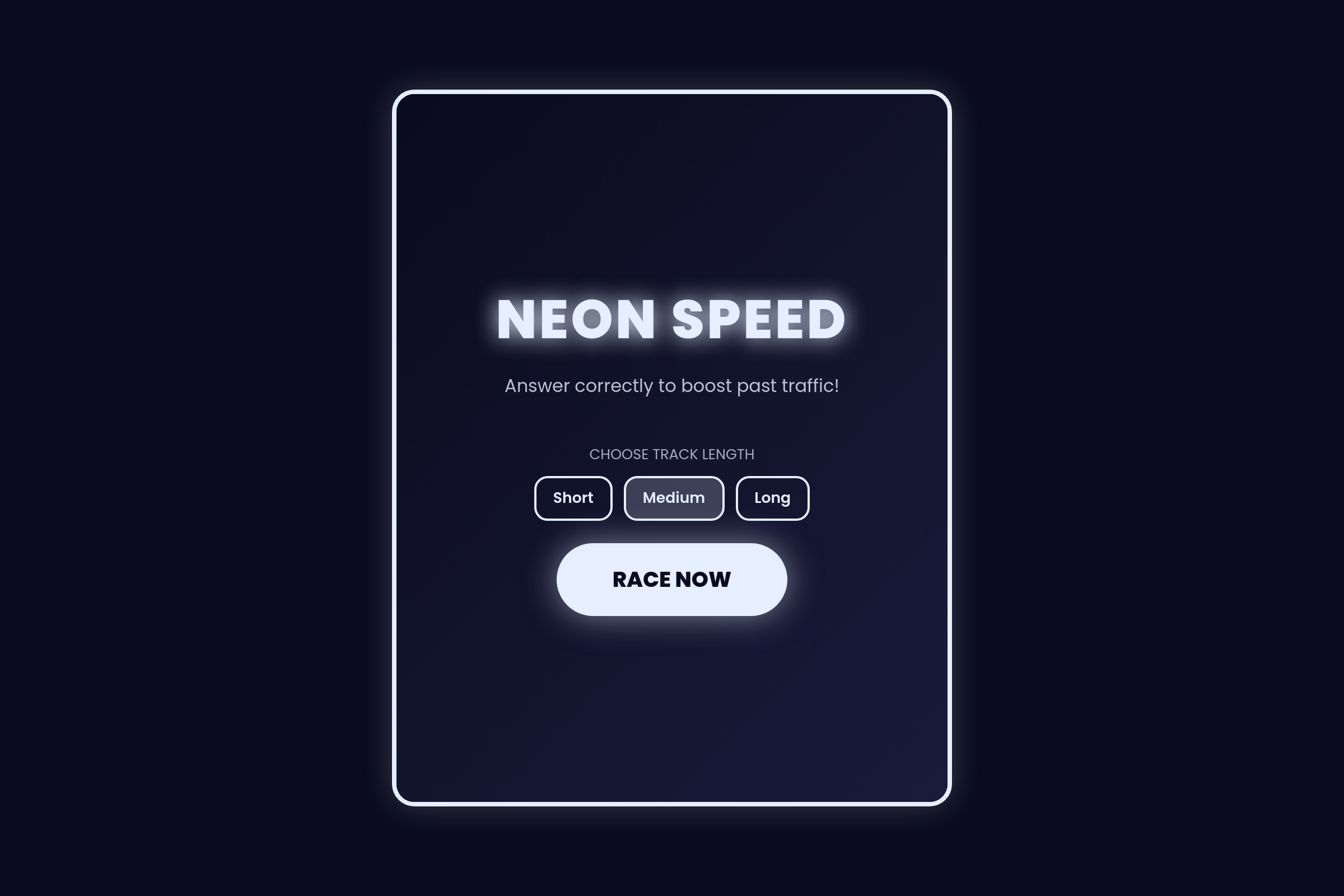 Neon Speed Quiz mini app