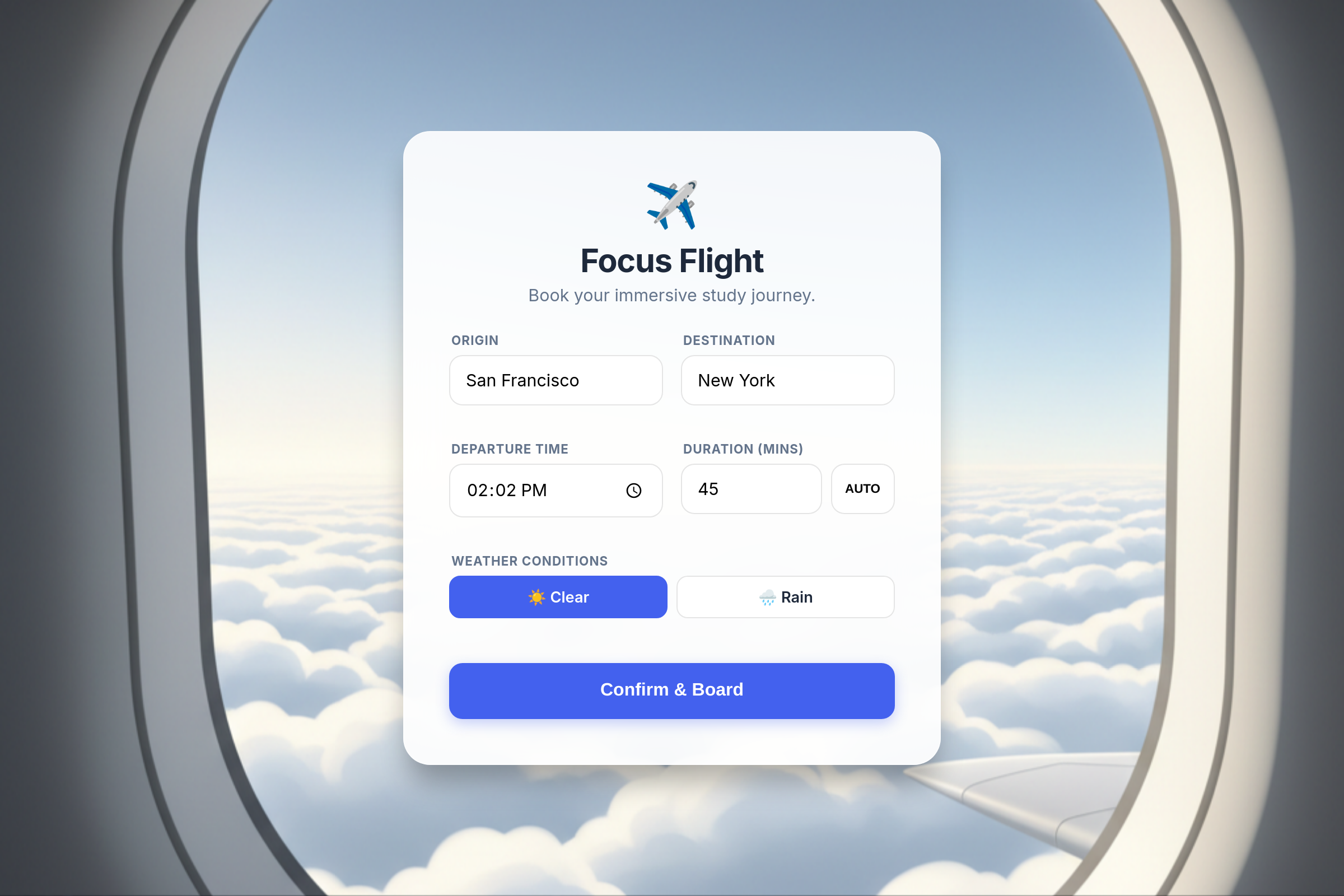 Focus Flight mini app