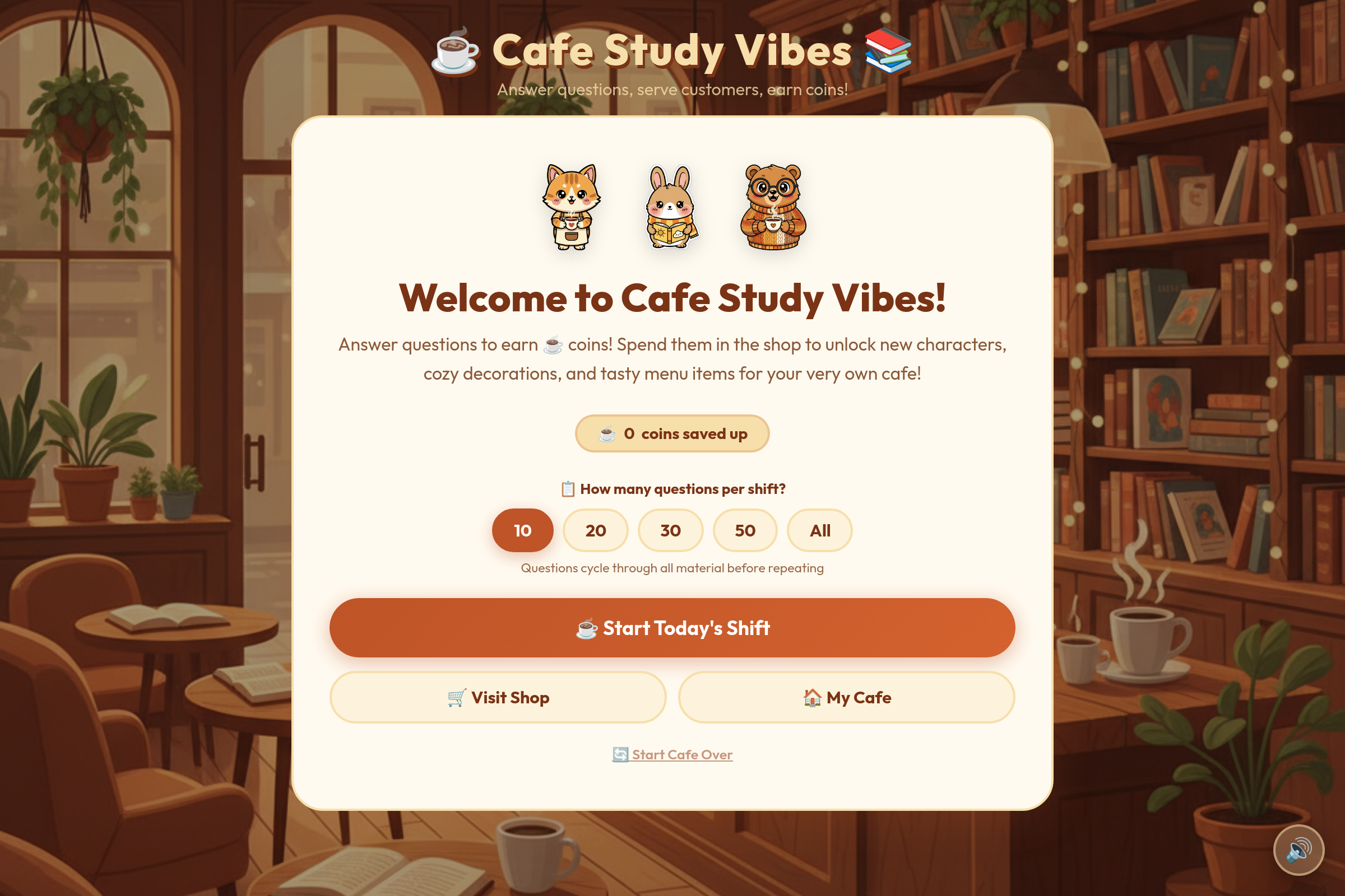 Cafe Study Vibes mini app