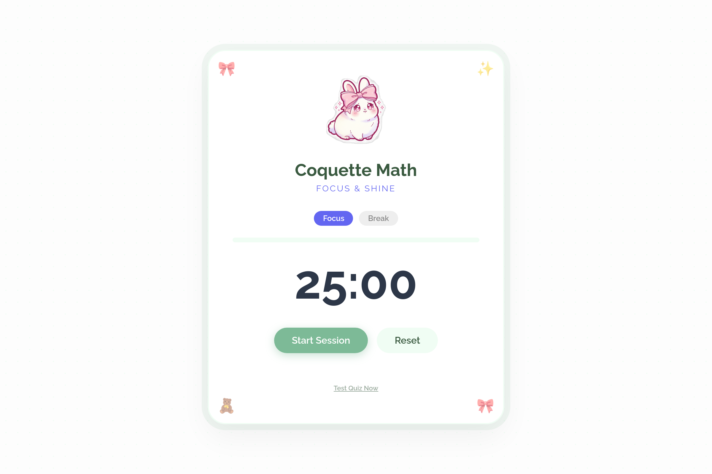 Matcha Math Pomodoro mini app