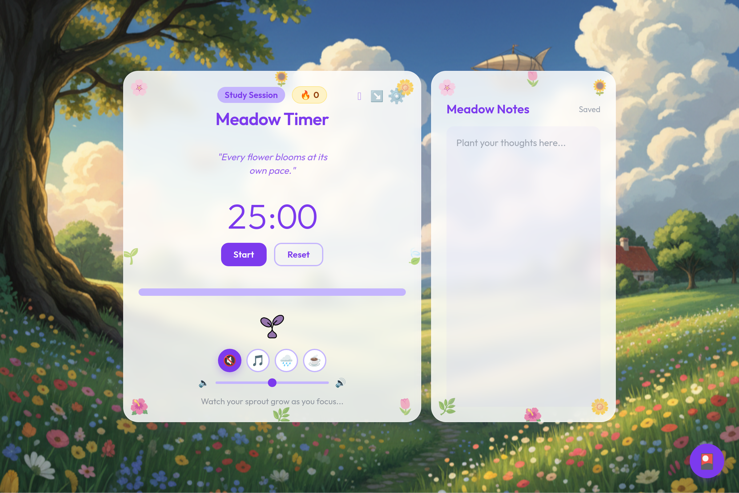 Aesthetic Meadow Timer mini app