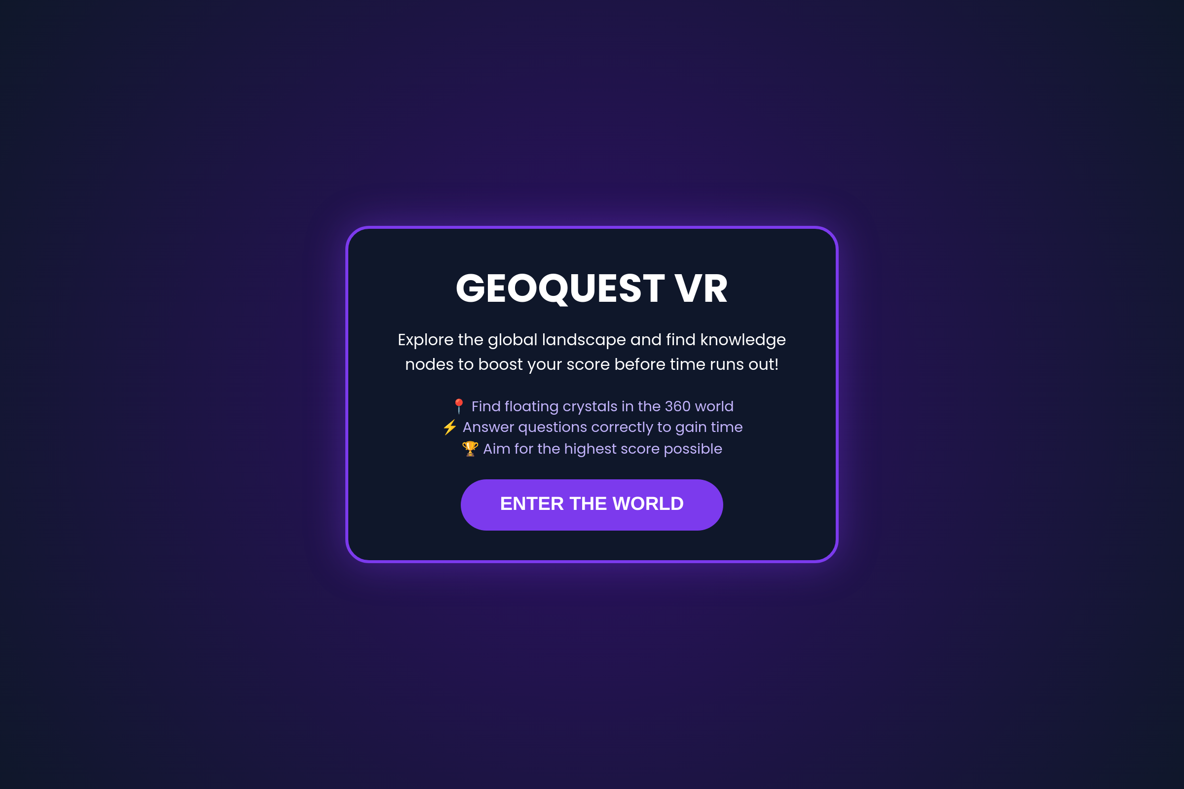 GeoQuest VR mini app