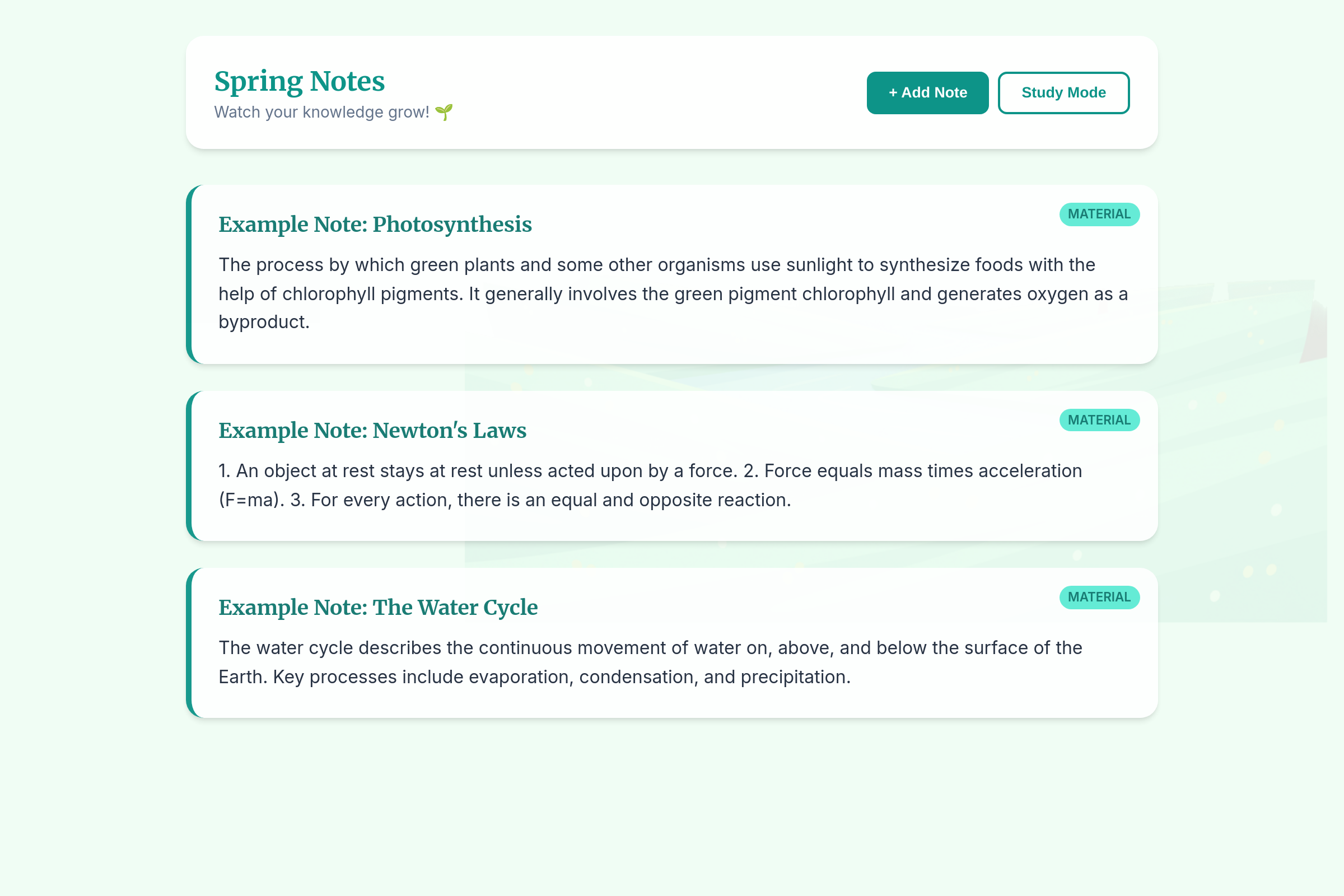 Study Notes mini app
