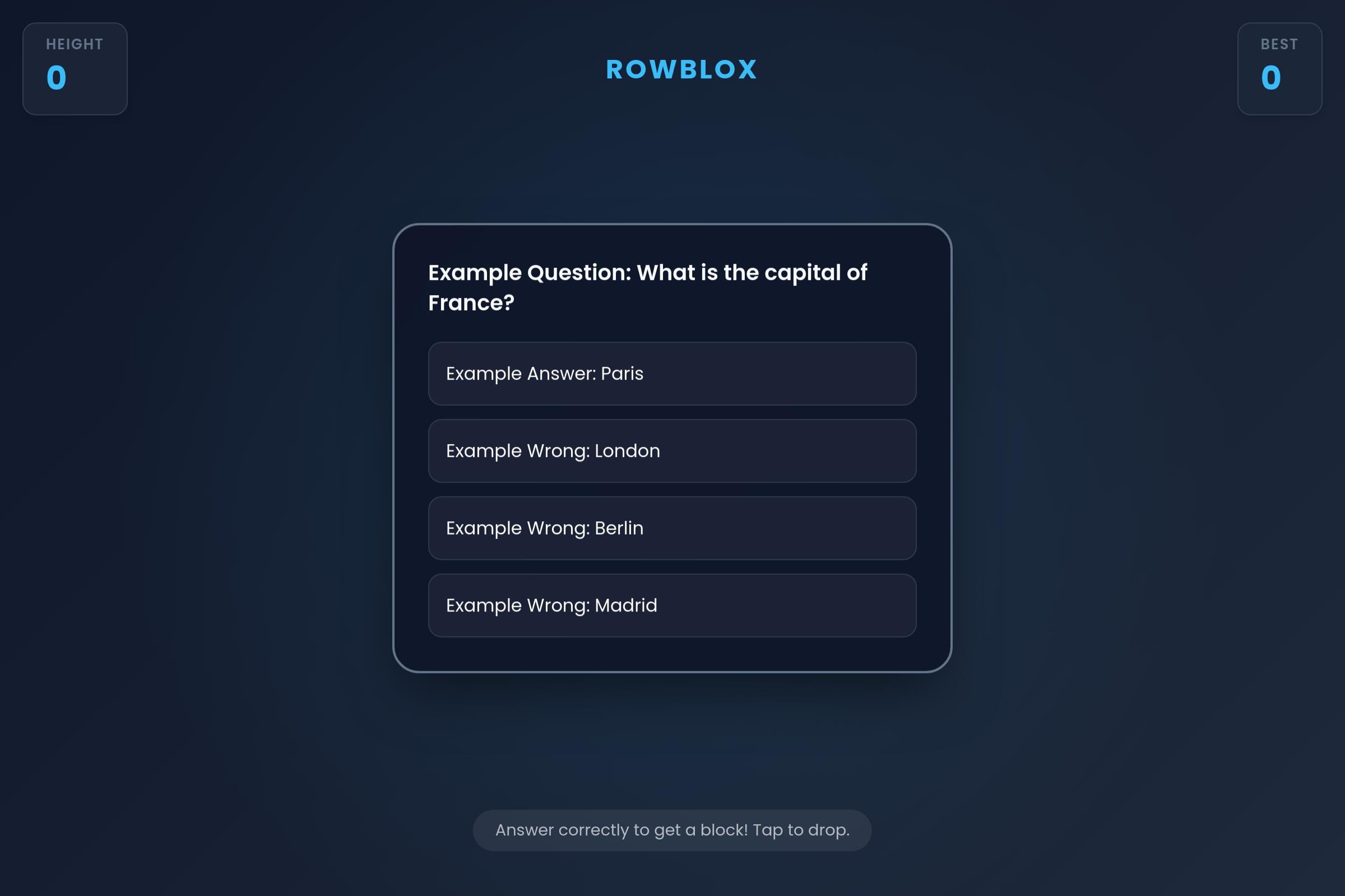 Blox Builder Quiz mini app