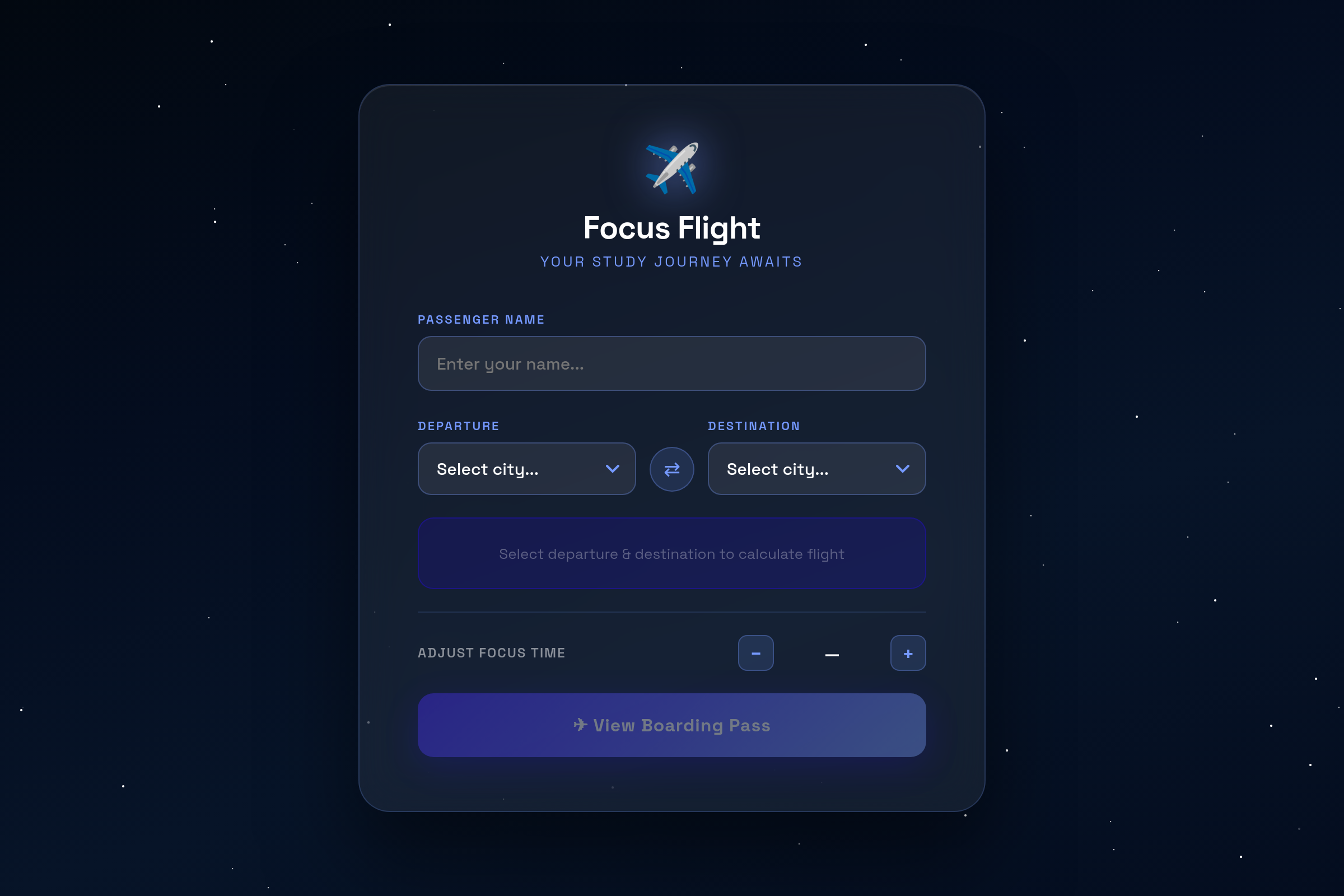 Flight Simulator Timer mini app