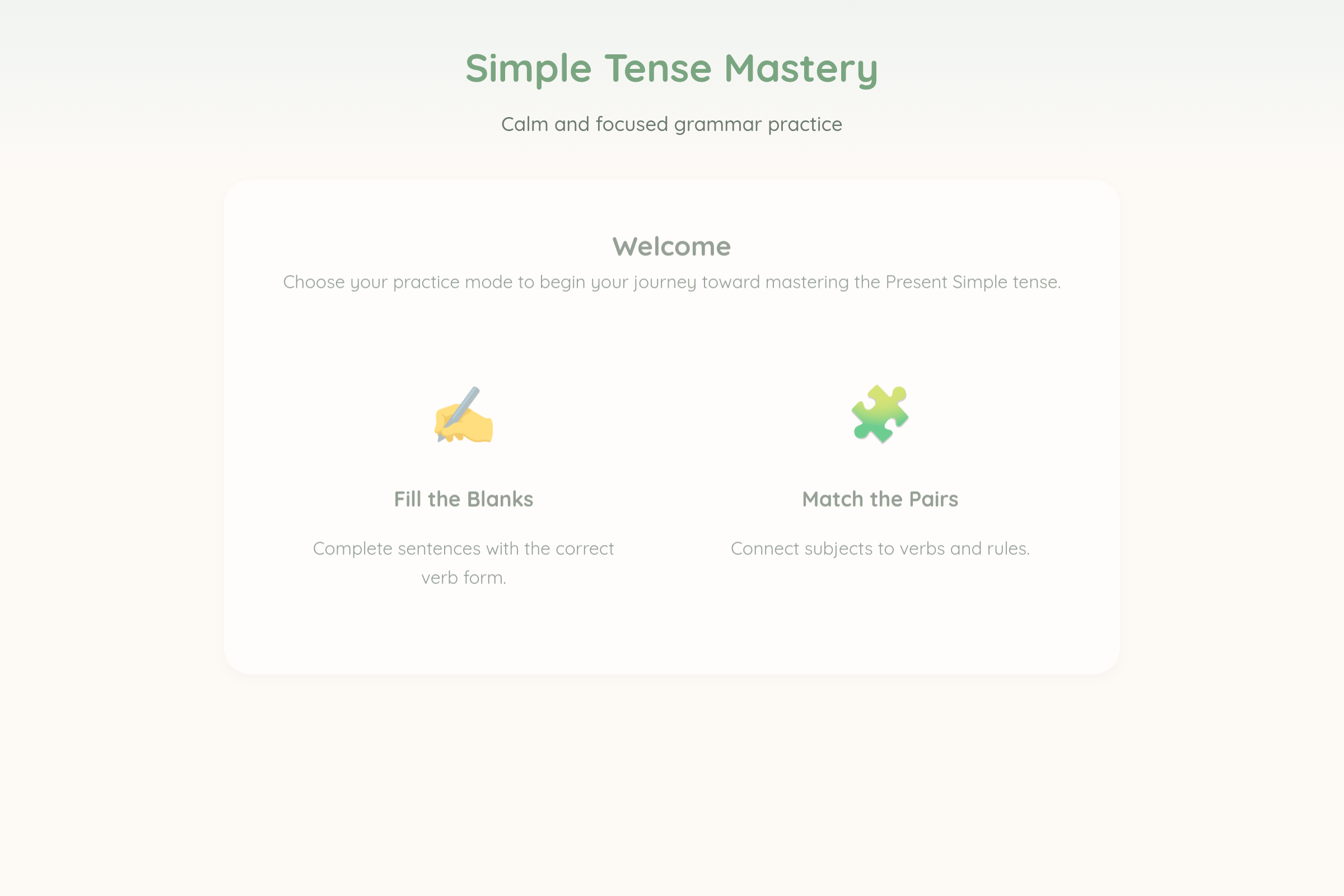 Simple Tense Mastery mini app