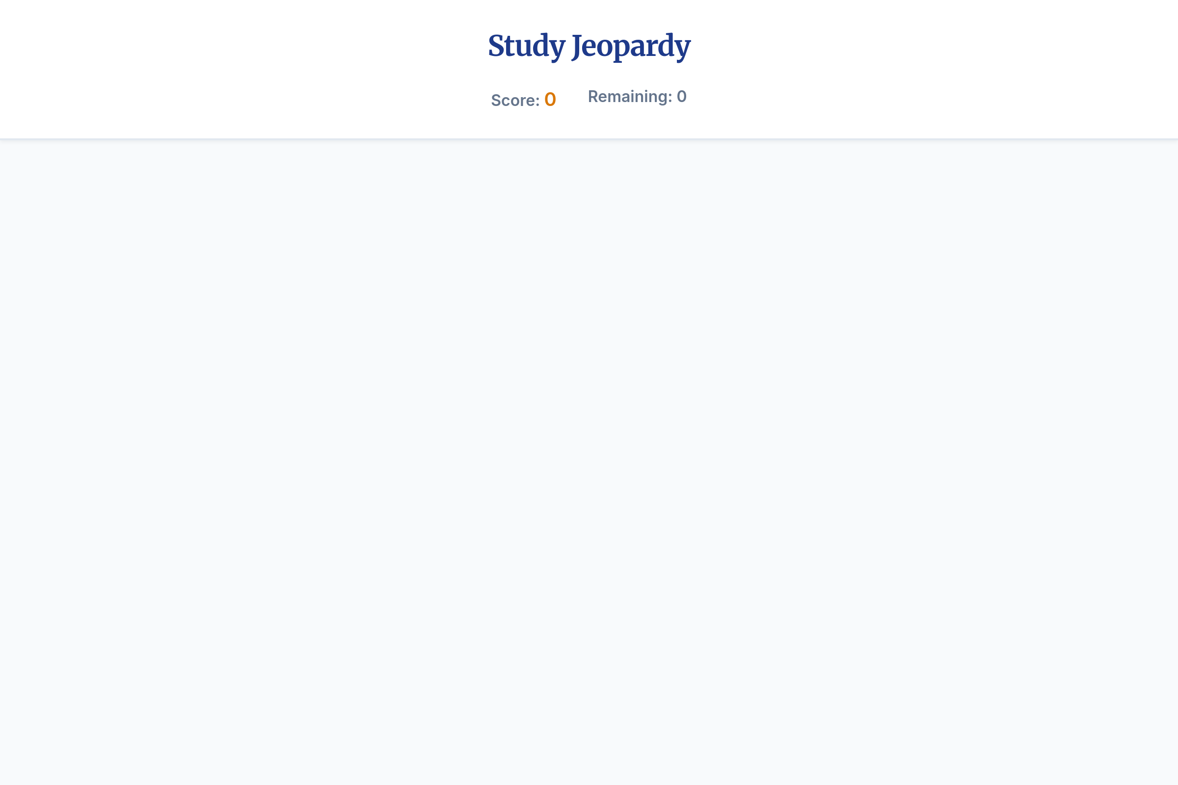 Study Jeopardy mini app